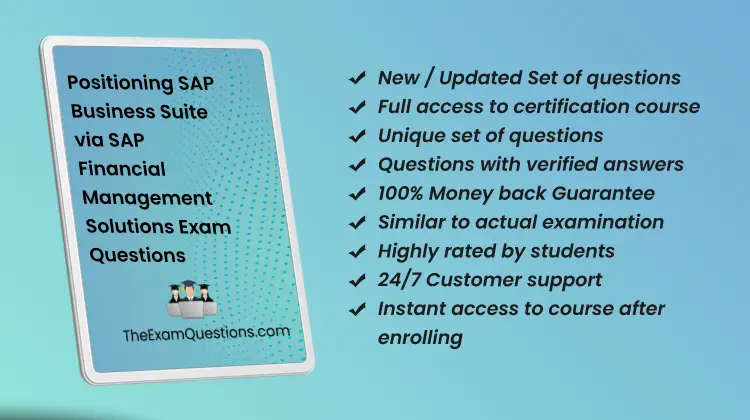 Positioning SAP Business Suite via SAP Financial Management Solutions {C_BCFIN_2502} Pdf Questions