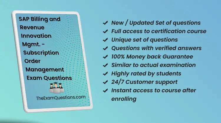 SAP Billing and Revenue Innovation Mgmt. - Subscription Order Management {C_BRSOM_2020} Questions