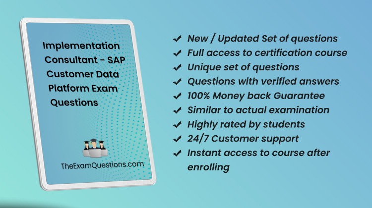 Implementation Consultant - SAP Customer Data Platform {C_C4H63_2411} Pdf Questions