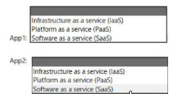 You plan to use Azure to host two apps named App1 and App2 The apps must meet the following requirements