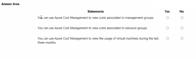 For each of the following statements, select Yes if the statement is true. Otherwise, select No. 