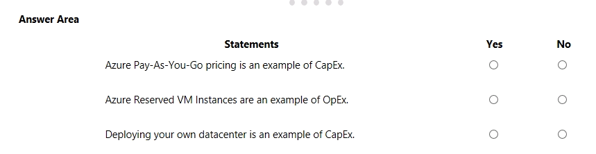 For each of the following statements, select Yes if the statement is true. Otherwise, select No. NOTE: Each correct selection is worth one point.