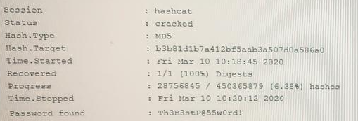 An attacker has successfully exfiltrated several non-salted password hashes from an online system.