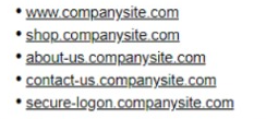 A retail company that is launching a new website to showcase the company's product line and other information for online shoppers registered the following URLs